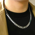 Men's Silver plated solid Curb Cuban Link Chain + Bracelet