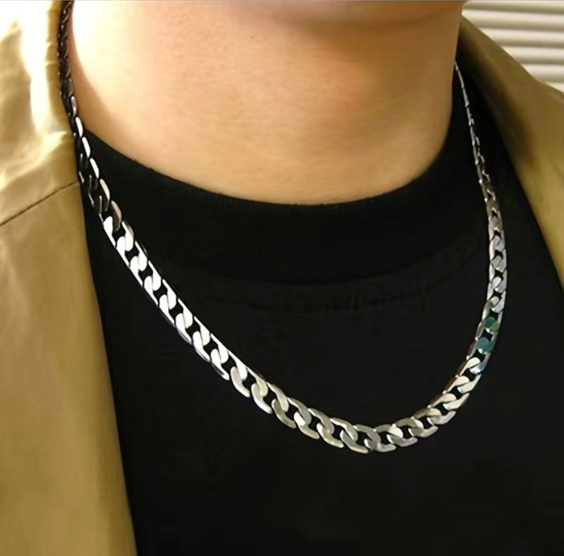Silver touch Thick Solid Men 12MM Curb Chain
