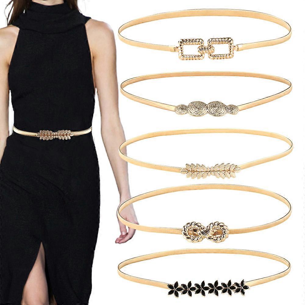 Gold Big knot Skinny Stretch Belt