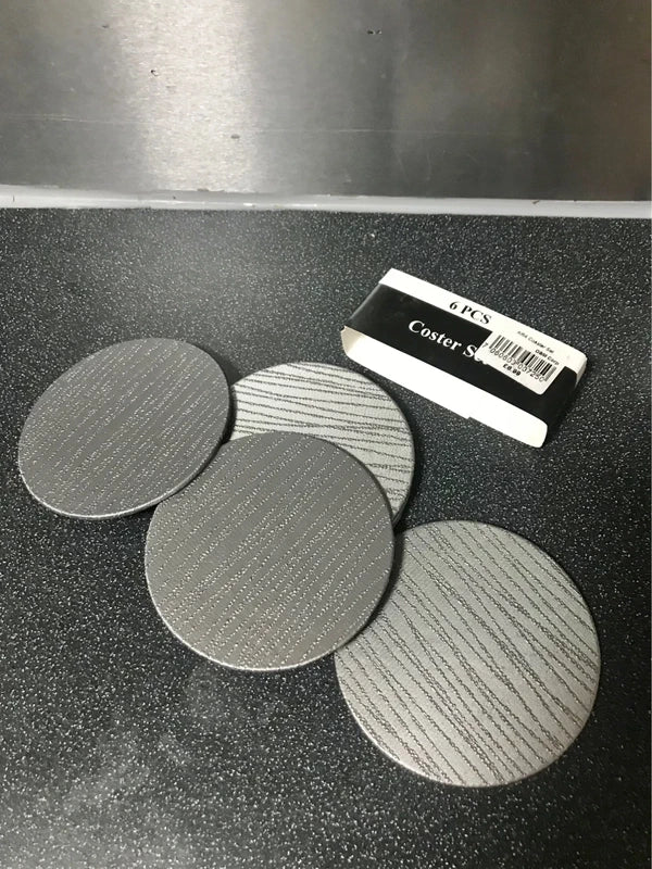Beige Faux Leather Coasters Set of 6
