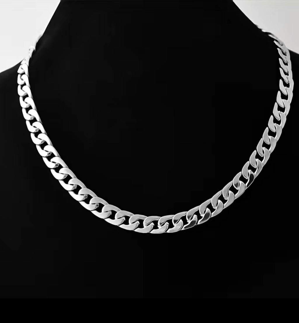 Silver touch Thick Solid Men 12MM Curb Chain