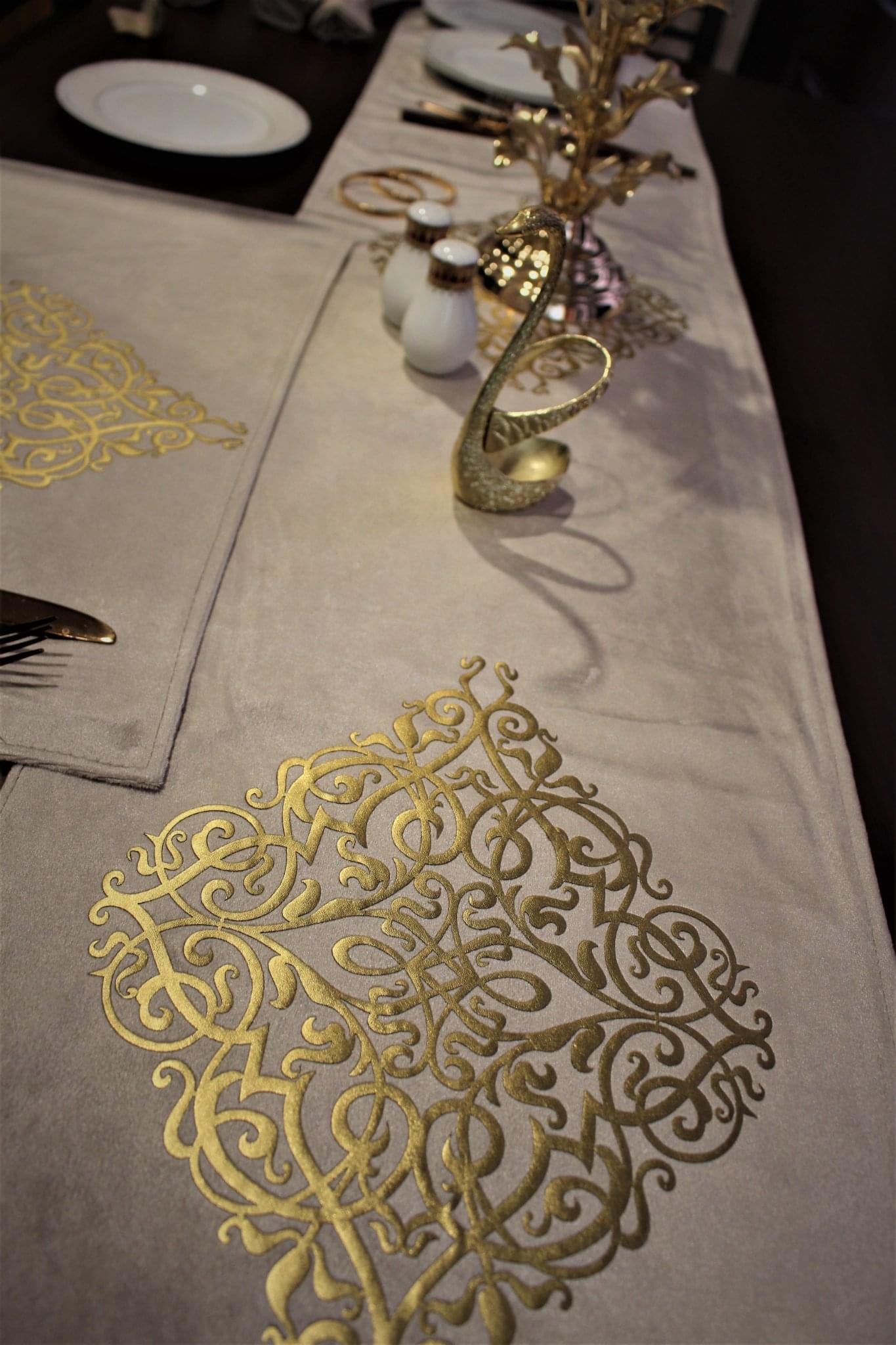 1pc Table Runner Luxury Beige Pure Velvet 72"