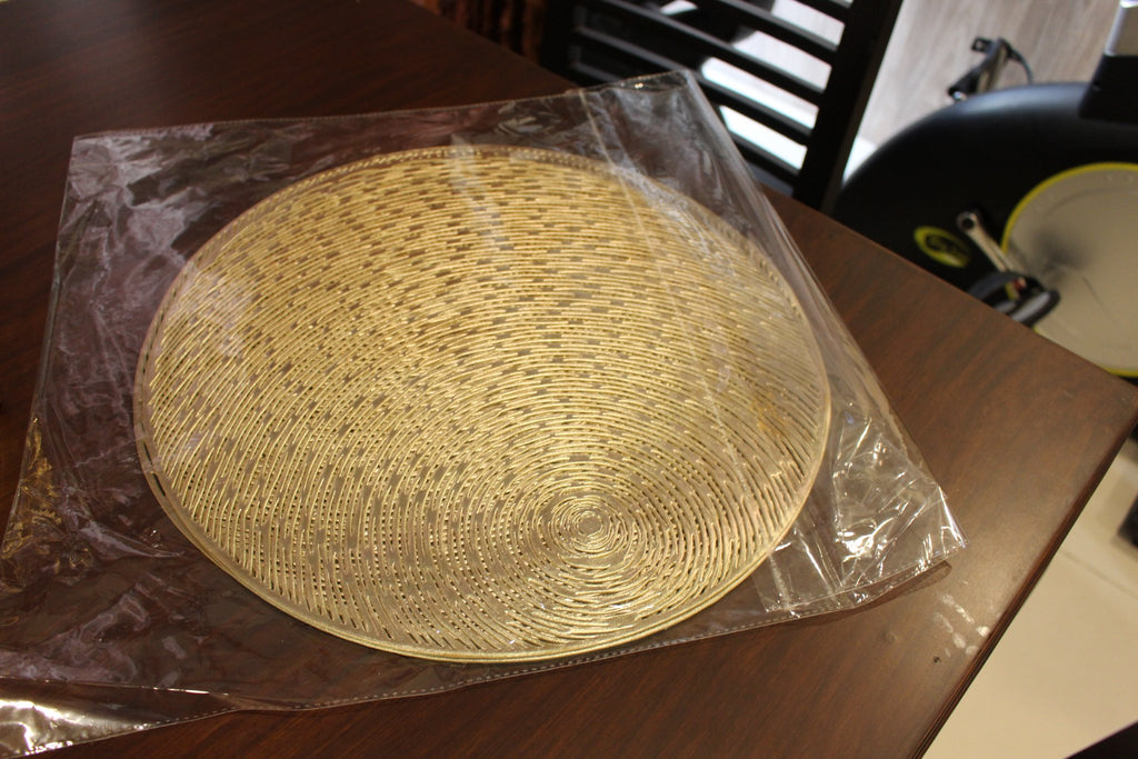 6PCS Gold Placemats Round Place Mat Kitchen Dining Table Mat Wedding Hearts