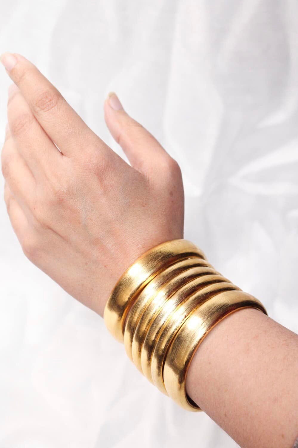 6pcs New Simple Gold Color Plain Bangles Karras Wedding Party Cleopatra Glossy