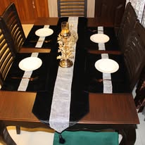72" Luxury  Velvet Diamante Sparkle Table Runner Table Linen Tasseled BLACK/Grey