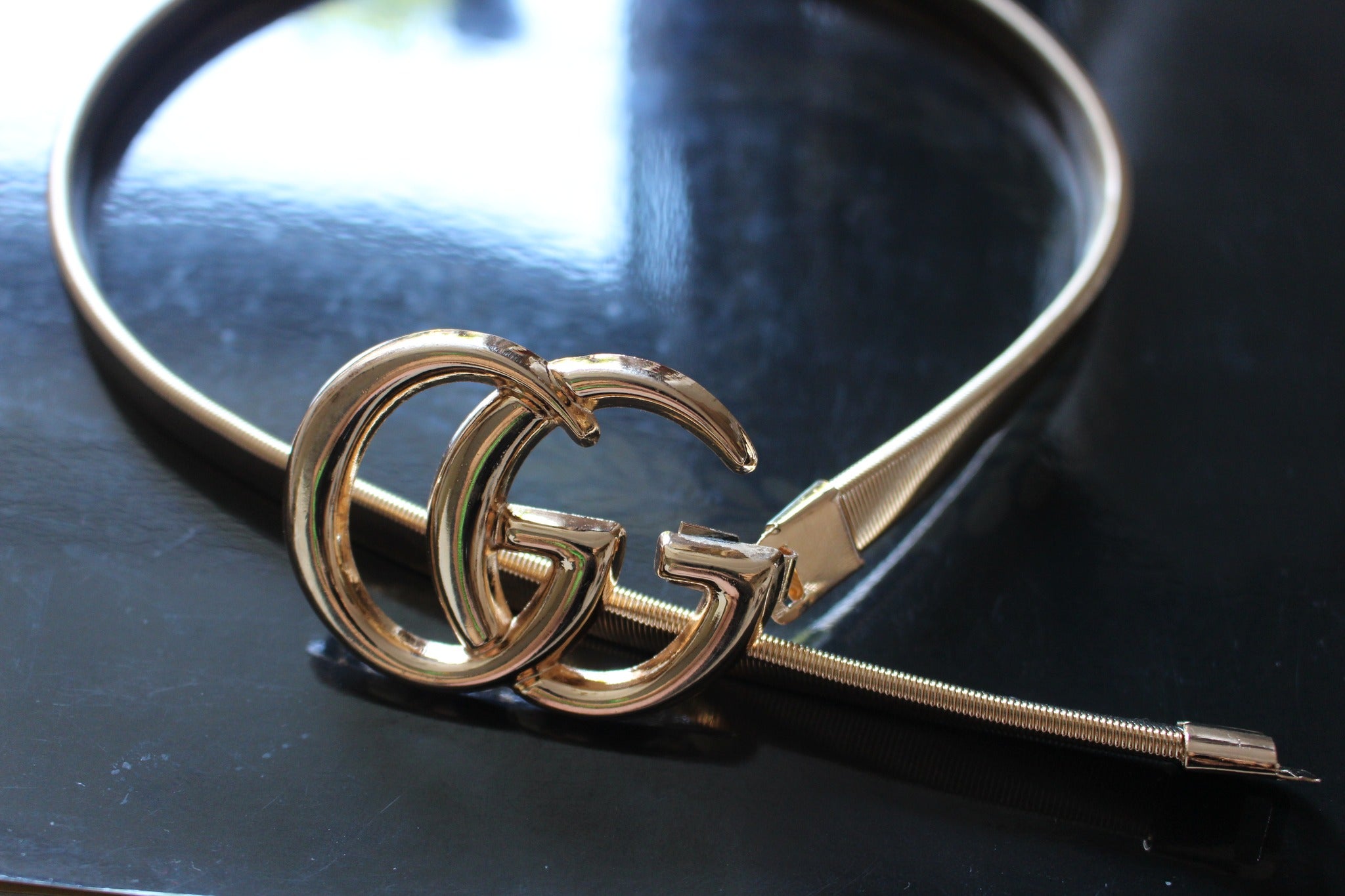 Women Ladies Fashion Skater letter Metal Elastic Thin Skinny Belt Waist Band