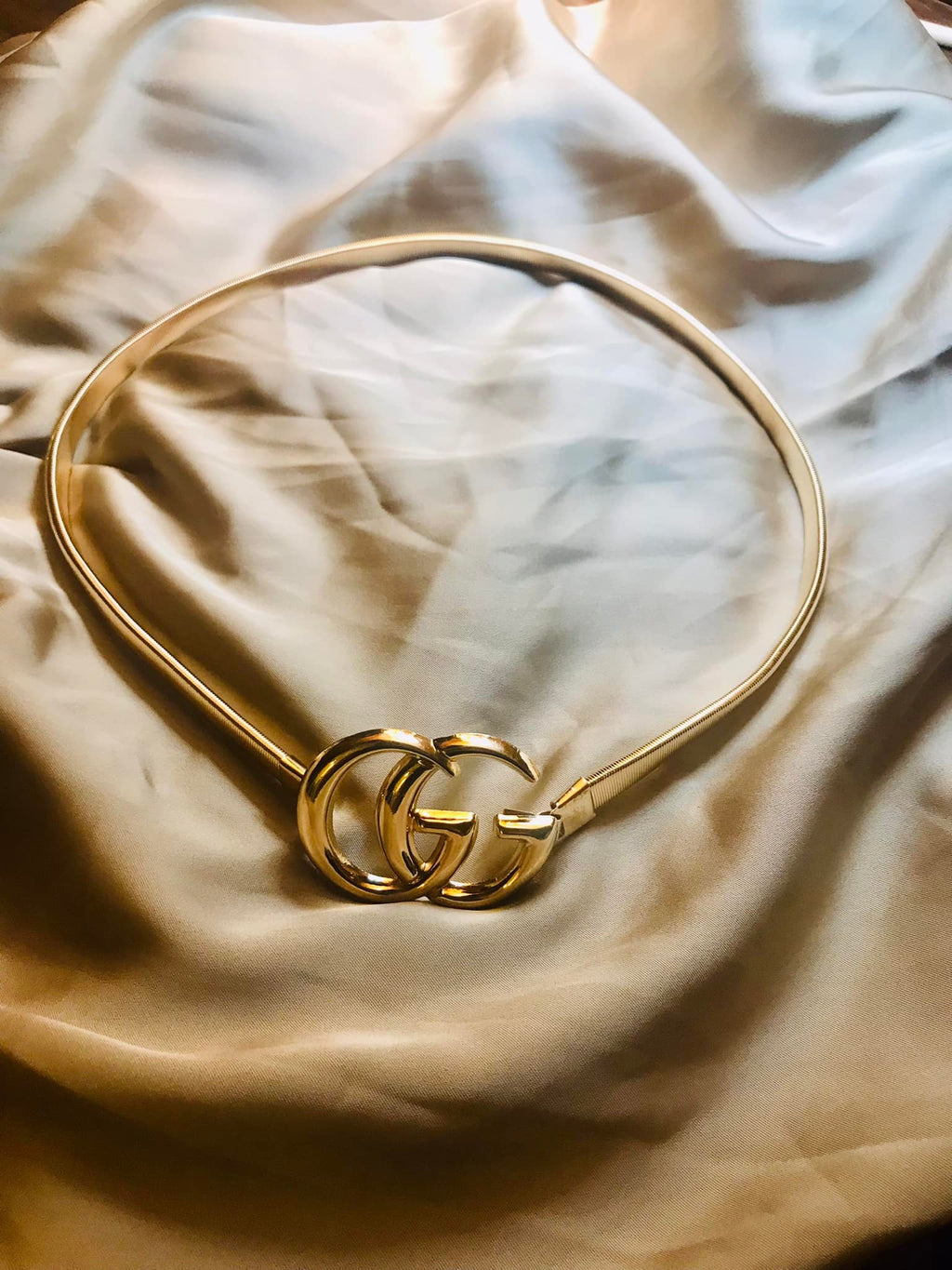 Gold Big knot Skinny Stretch Belt