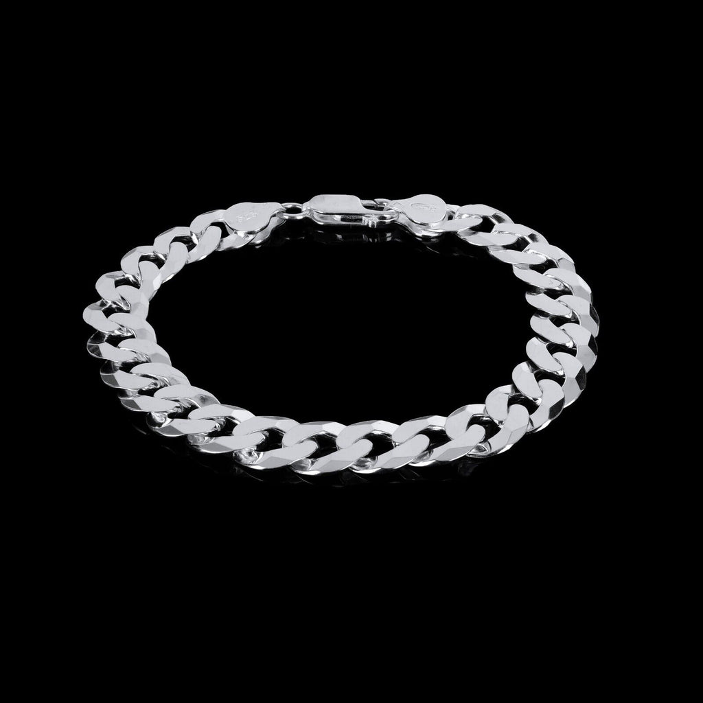 Men's Silver plated solid Curb Cuban Link Chain Bracelet 20cm Long 1cm Wide