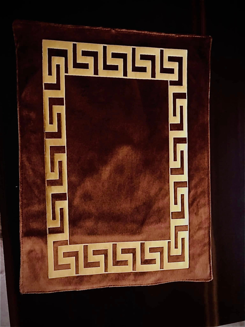 50%Off  Greek Style Luxury Velvet 83” Table Runner+6pc Placemats +(Brown)-Sale