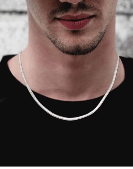 4mm Silver Flat Blade Chain | Clavicle Necklace | Short Snake Chain | Silver Her