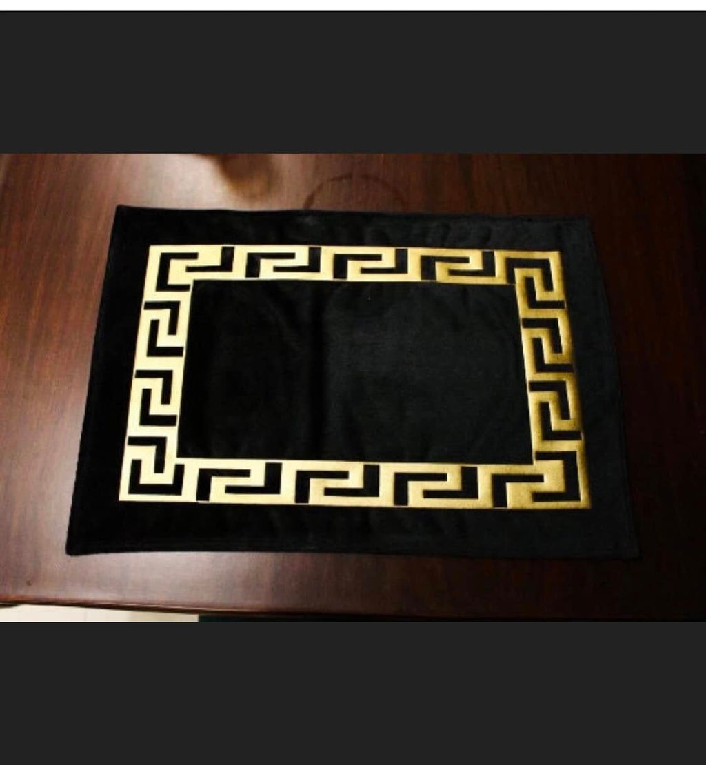 4Pc 40 x 30cm Luxury Pure Velvet Greek Placemats Table Mat Dinning