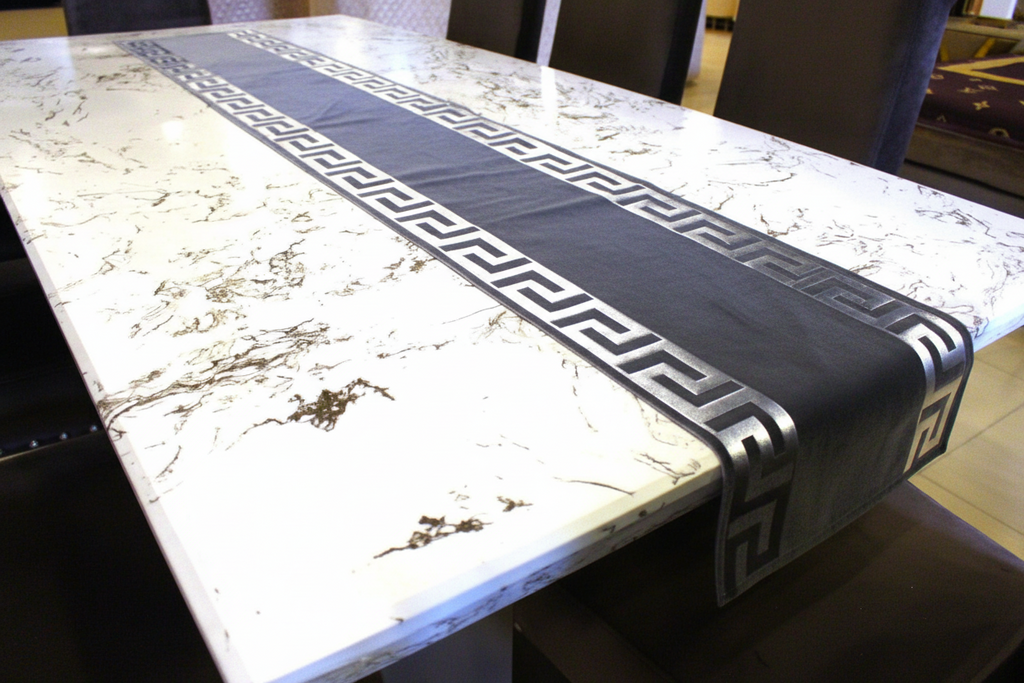 1 PC Table runner Luxury sparkle Pure Velvet 72" inches Grey with Silver Key