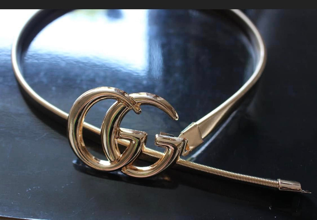 Gold Big knot Skinny Stretch Belt
