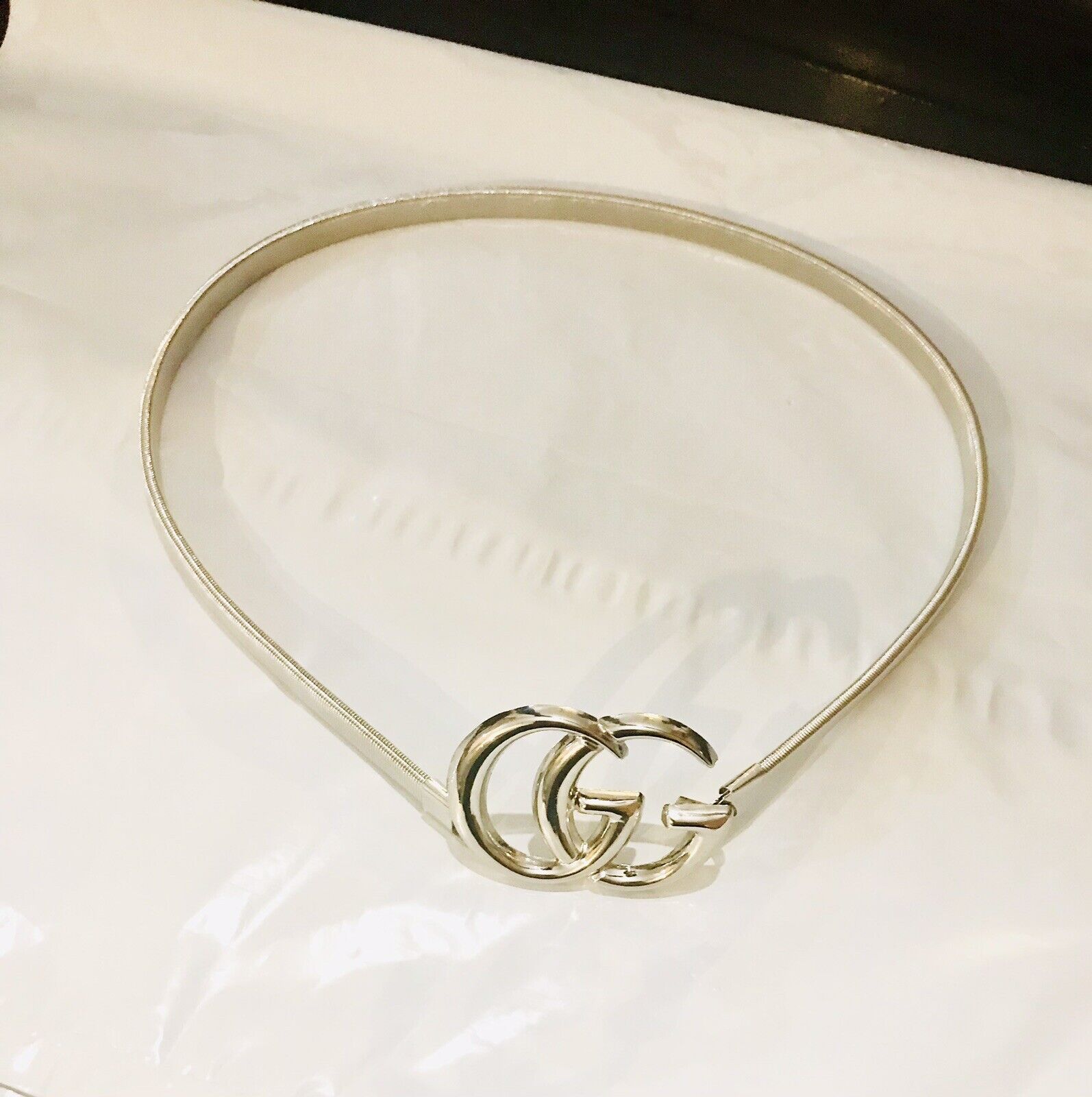 Women Ladies Fashion Skater letter Metal Elastic Thin Skinny Belt Waist Band