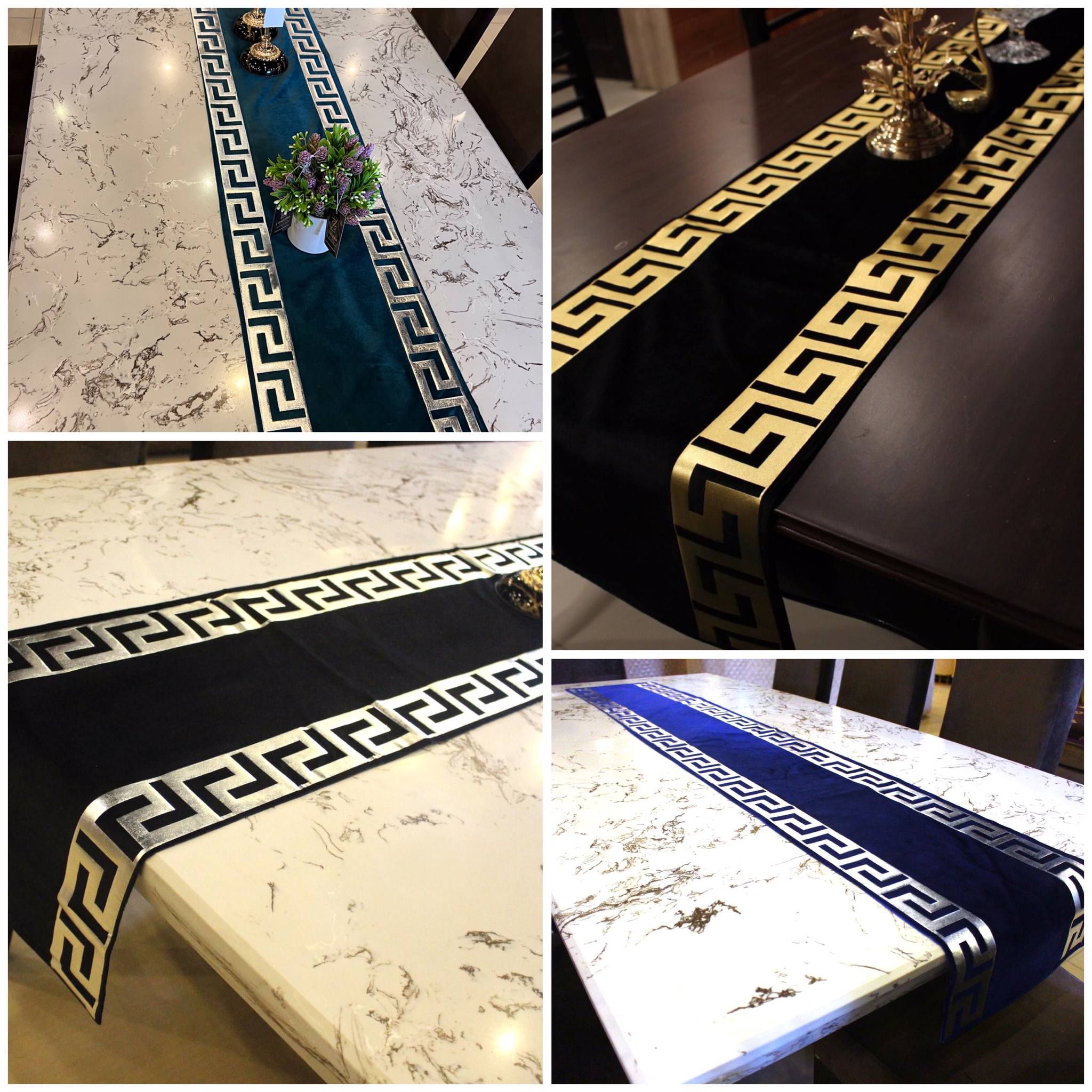 Luxury Velvet Table Runner Black Beige Blue Green 183CM UK