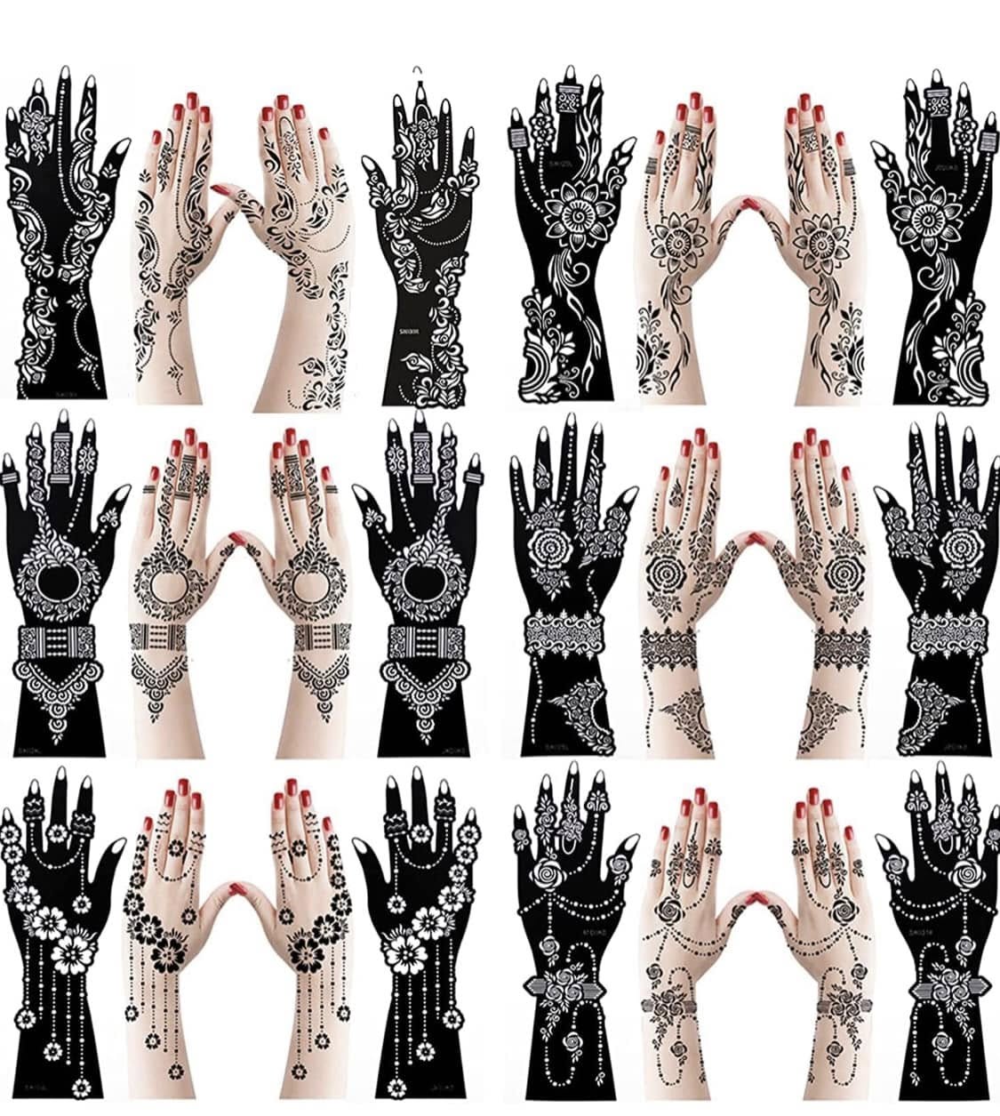 5 Sheets Of Hand/Body/Feet Henna/Mehndi Stencils Stick On Tattoo Stencil