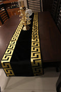 Table runner Luxury sparkle Pure Velvet 72 inches Black with Gold Key