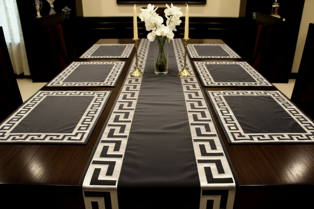Luxury pure Velvet Table Runner +6Pc Placemats