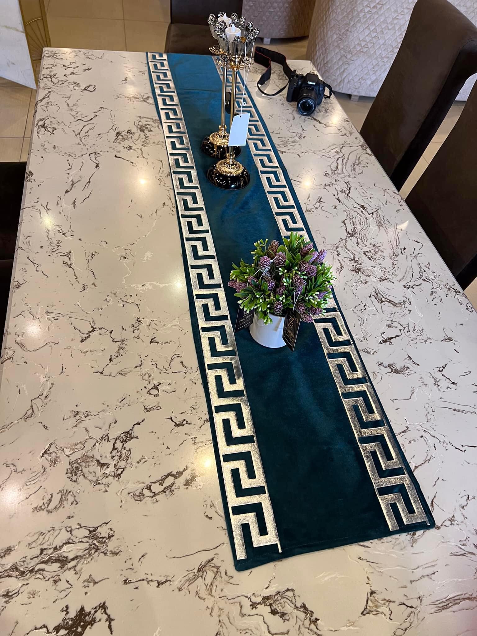 Discount Alert! 1 Pc Elegant Greek Velvet Table Runner 83” –Green Luxury