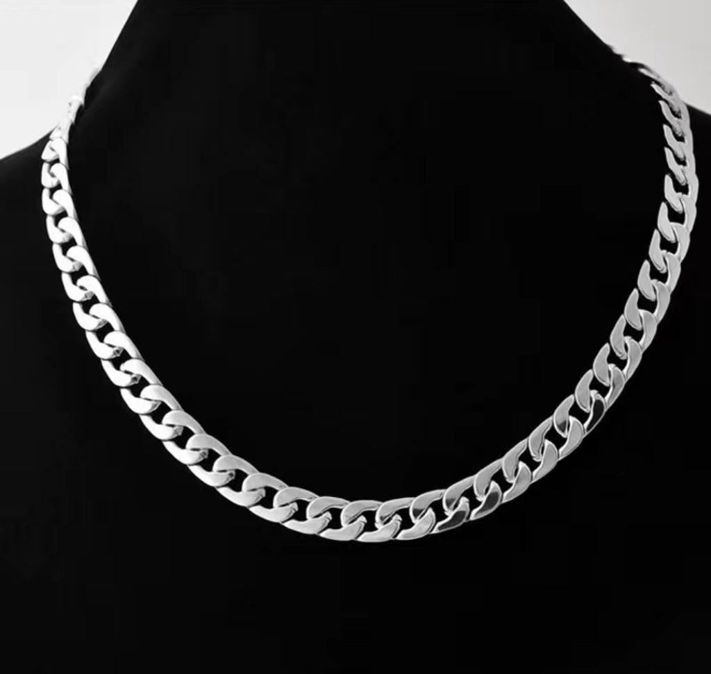 Silver touch Thick Solid Men 12MM Curb Chain