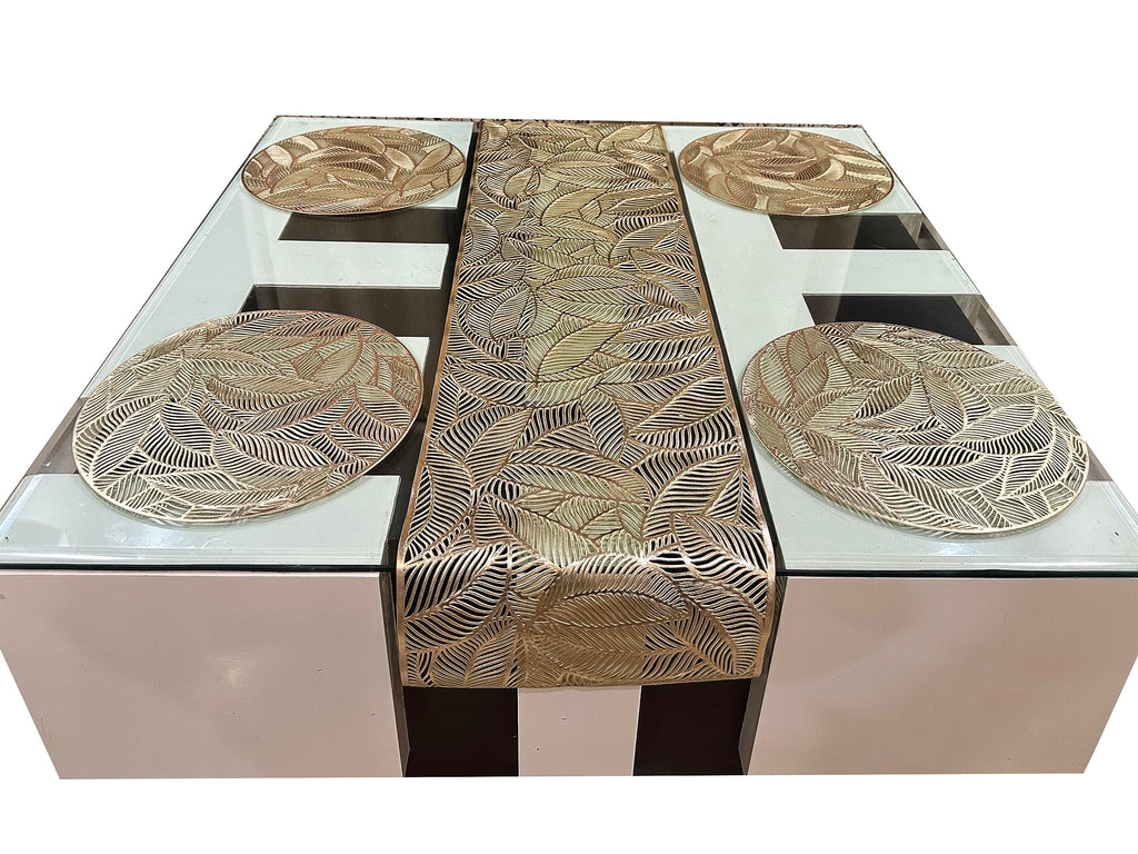 6PCS Gold Placemats Round Place Mat Kitchen Dining Table Mat Wedding Table Decor