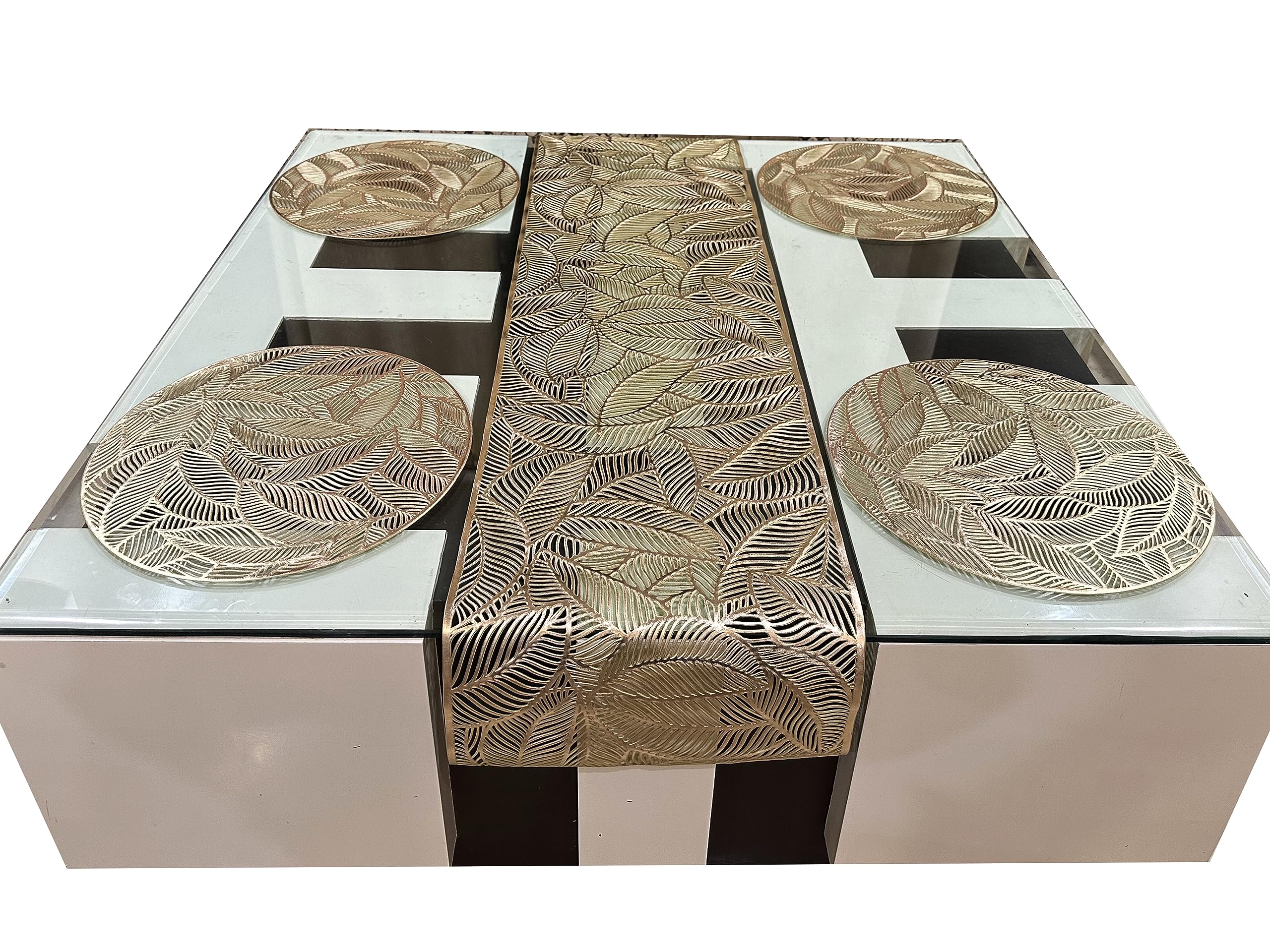 6PCS Gold Placemats Round Place Mat Kitchen Dining Table Mat Wedding Table Decor