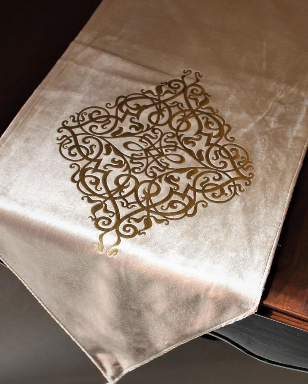 1pc Table Runner Luxury Beige Pure Velvet 72"
