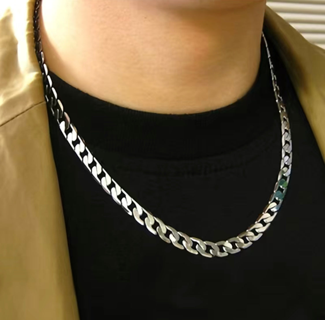 Silver touch Thick Solid Men 12MM Curb Chain
