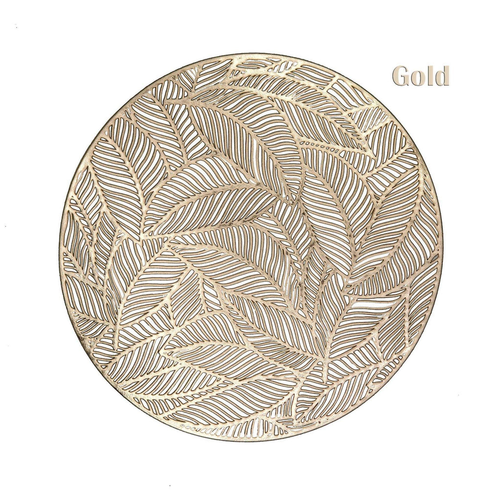 6PCS Gold Placemats Round Place Mat Kitchen Dining Table Mat Wedding Table Decor