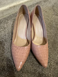 Blush Pink Croc-Embossed Kitten Heels