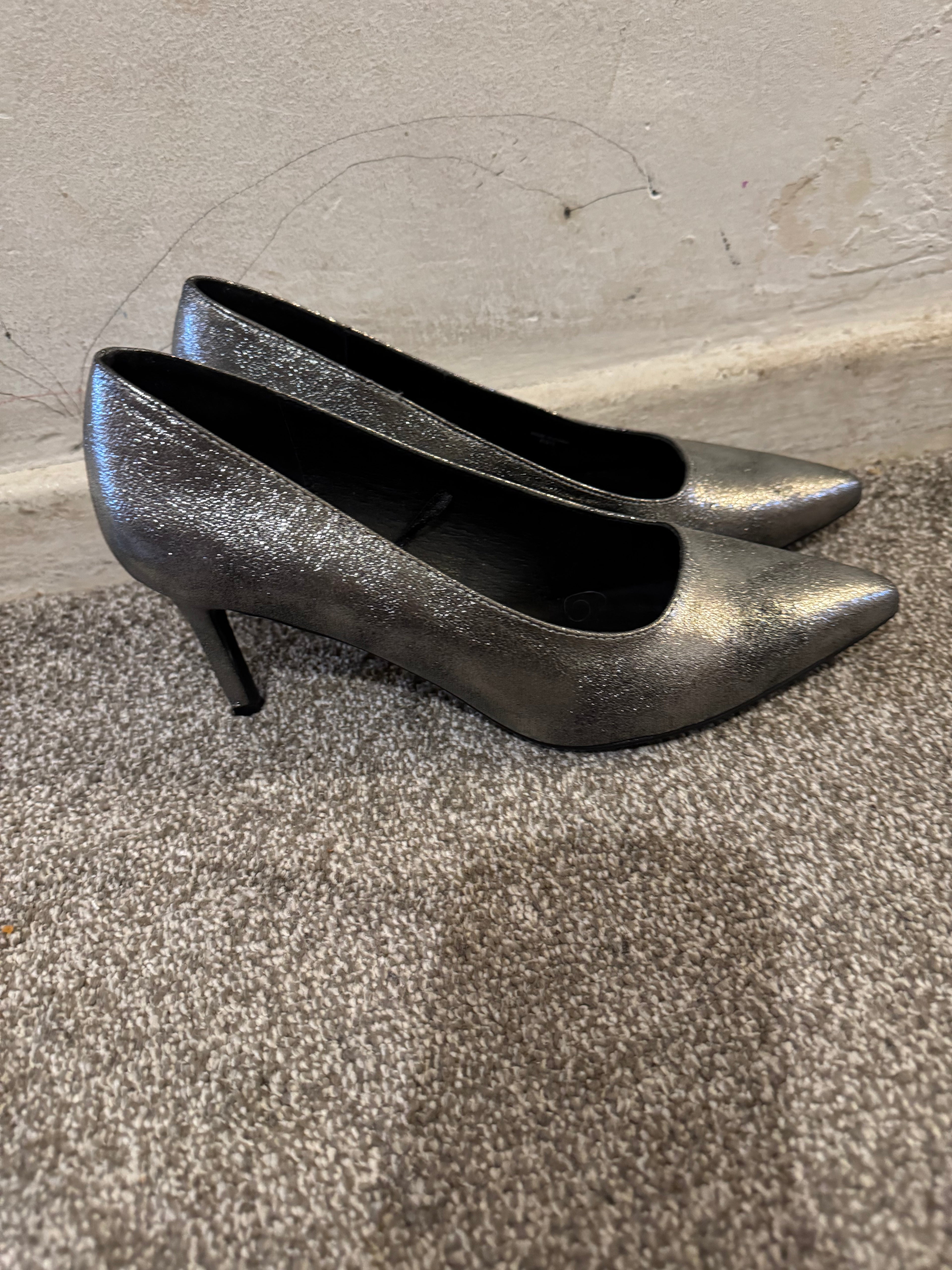 Metallic Silver Stiletto Heels