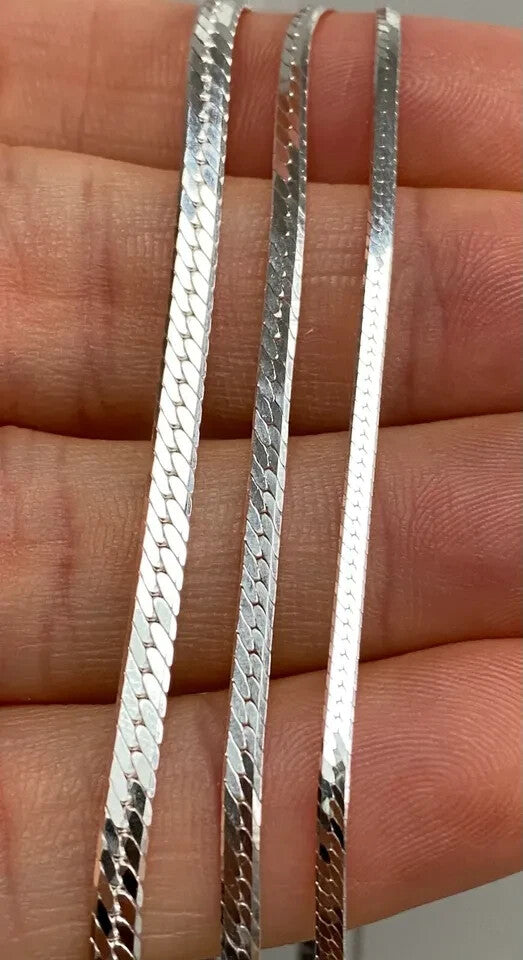 Unisex Necklace chain- 4mm Snake Chain - Silver Stainless Steel - UK