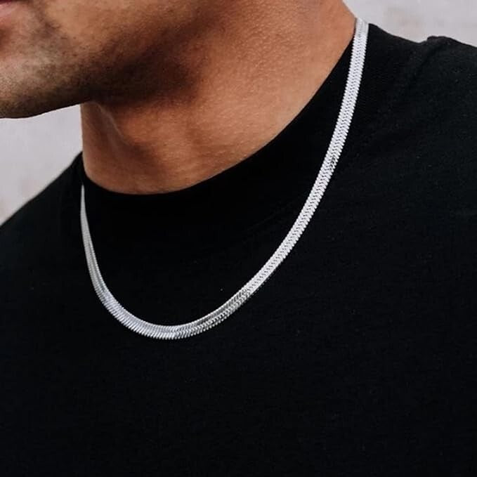 Unisex Necklace chain- 4mm Snake Chain - Silver Stainless Steel - UK