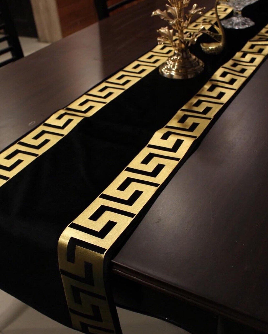 Black And Gold Table runner 83” and placemats 6 #ListingsInLights