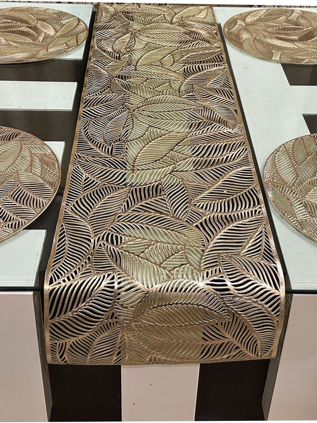 6PCS Gold Placemats Round Place Mat Kitchen Dining Table Mat Wedding Table Decor