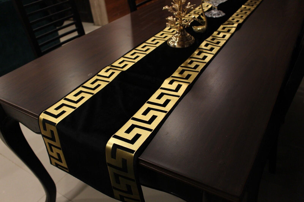 Black And Gold Table runner 83” and placemats 6 #ListingsInLights