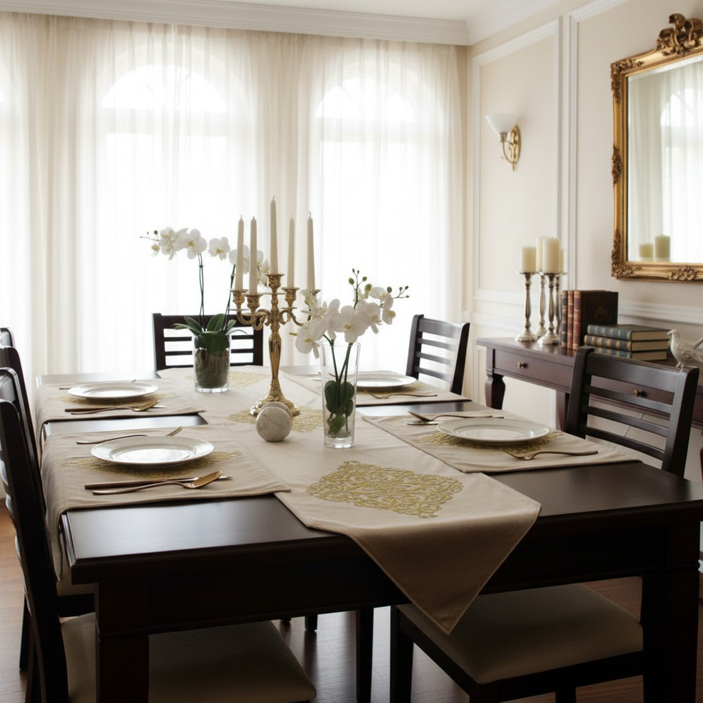Beige Table Runner - Luxury Room Setting