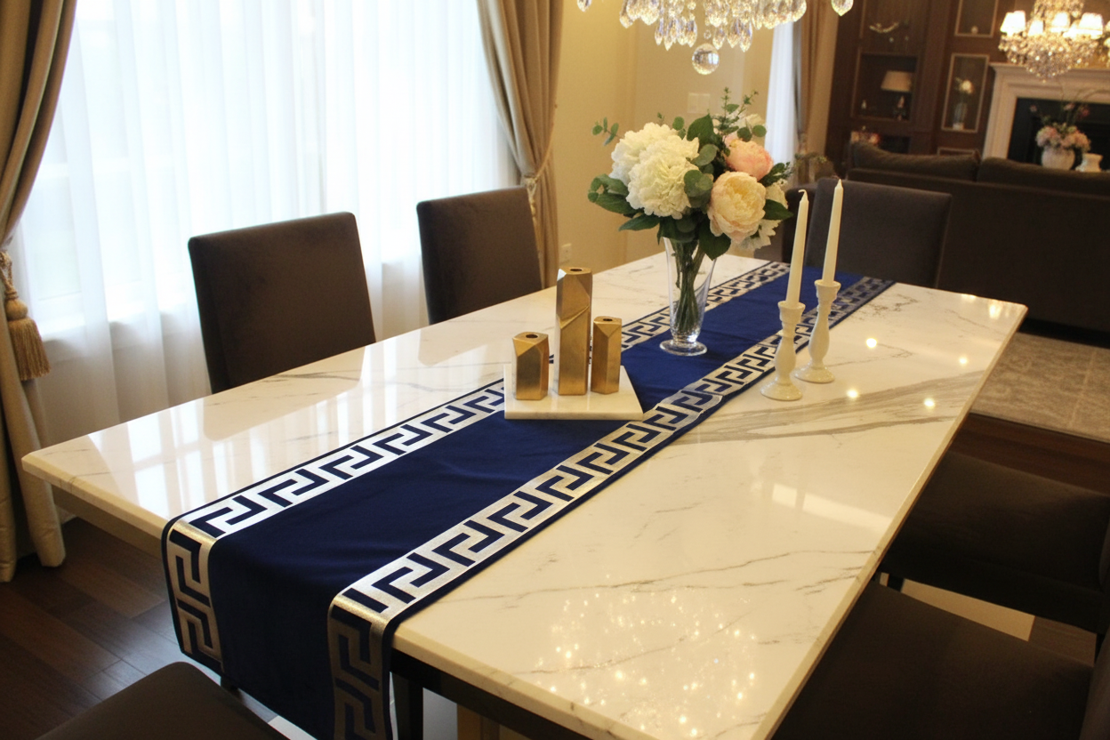 Blue Table Runner Only - Elegant Setting