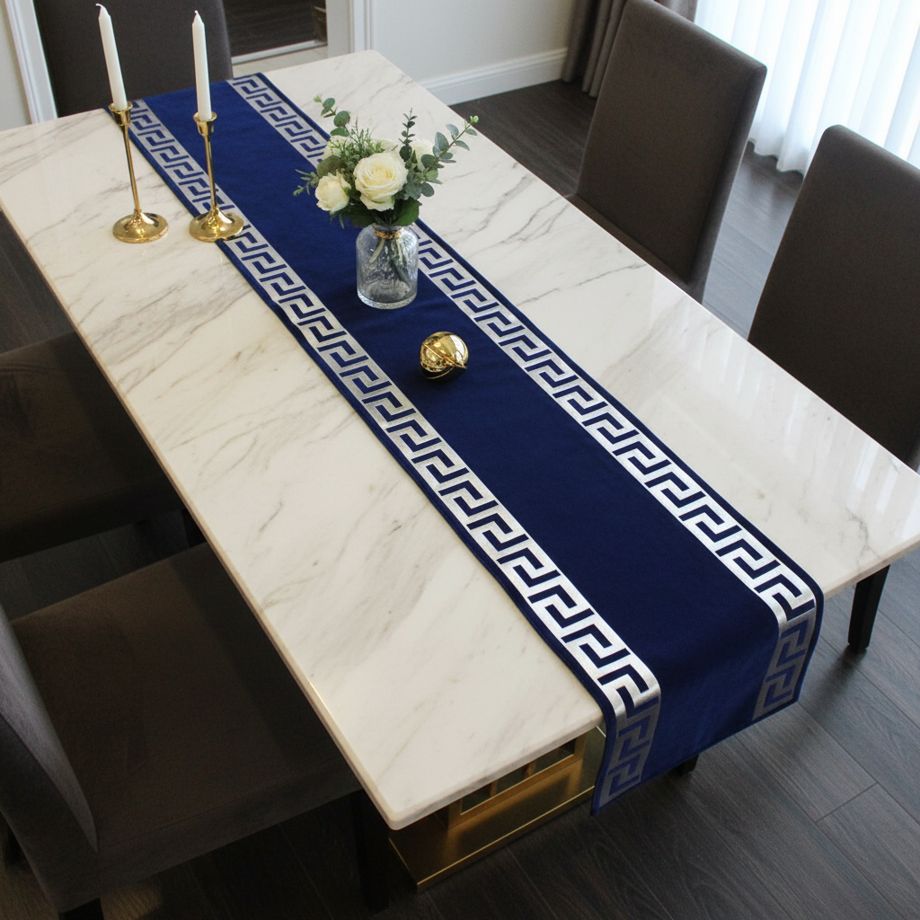 Blue Table Runner - Top Down View