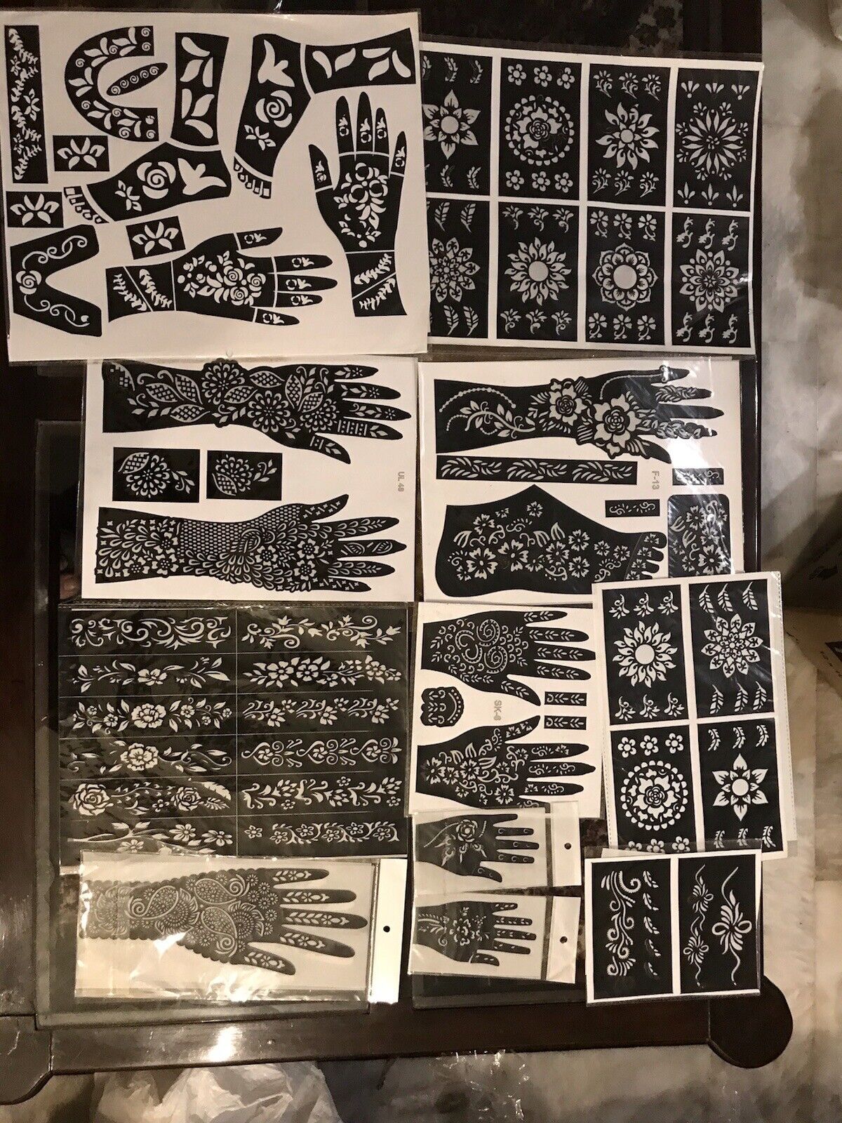 5 Sheets Of Hand/Body/Feet Henna/Mehndi Stencils Stick On Tattoo Stencil