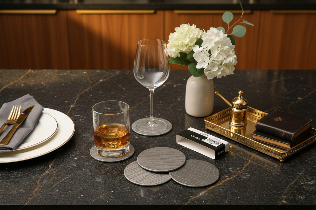 Premium Faux Leather Coaster Set - 6 Piece