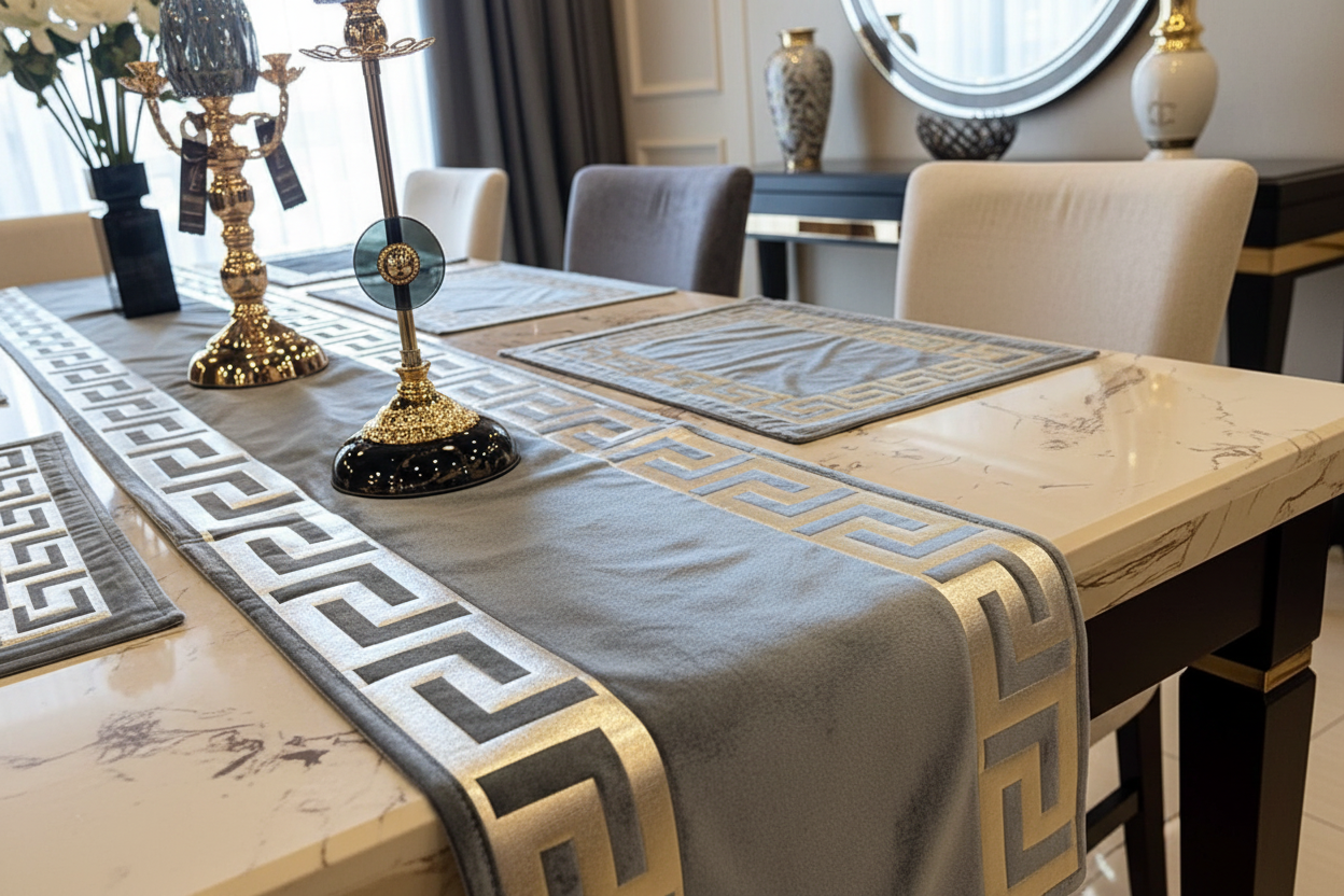 Luxury pure Velvet Table Runner +6Pc Placemats