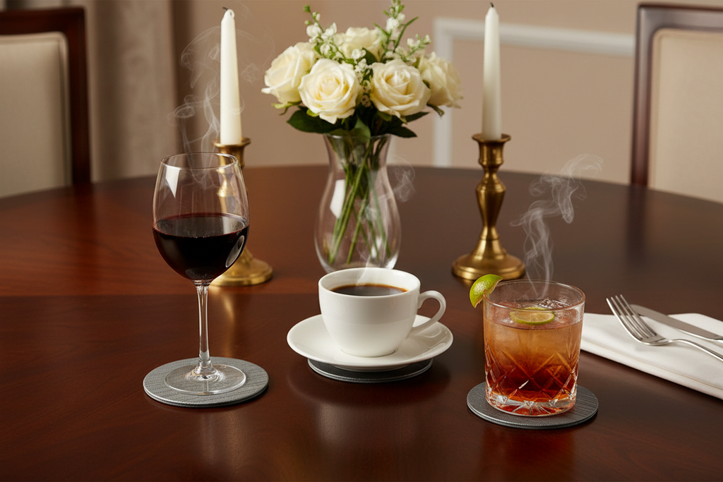 Premium Faux Leather Coaster Set - 6 Piece