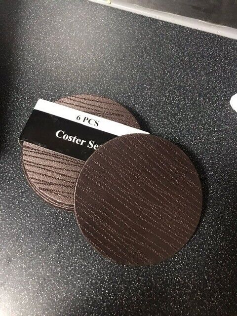 PU Leather Coasters Set of 6 Drink Coasters Round/Square 4 Colour Heat Resistant
