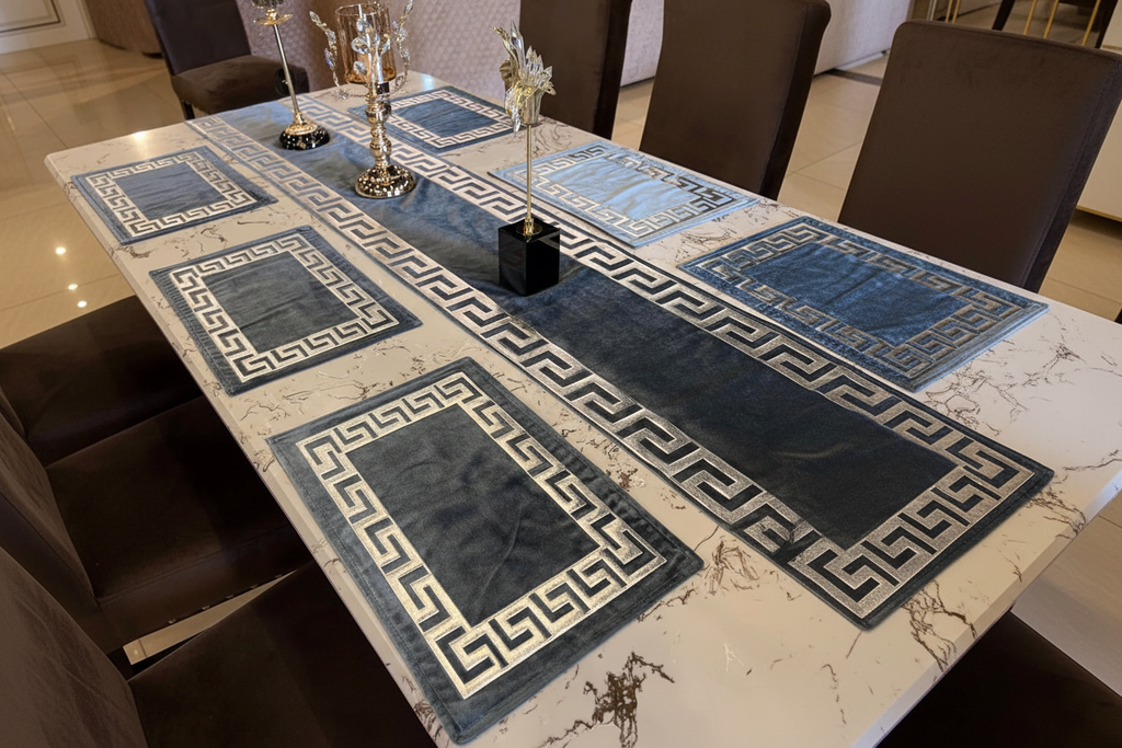 Elegant table with velvet runner