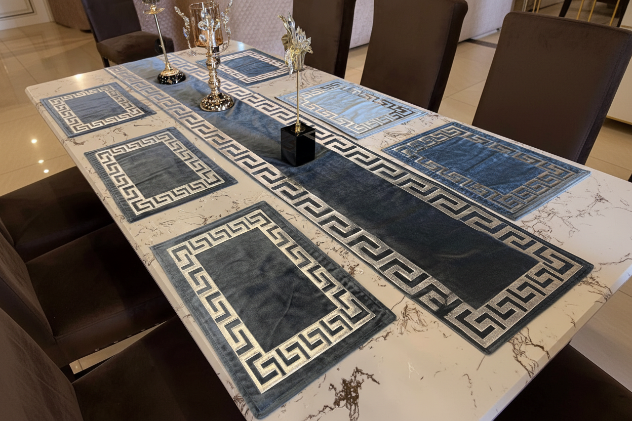 Elegant table with velvet runner