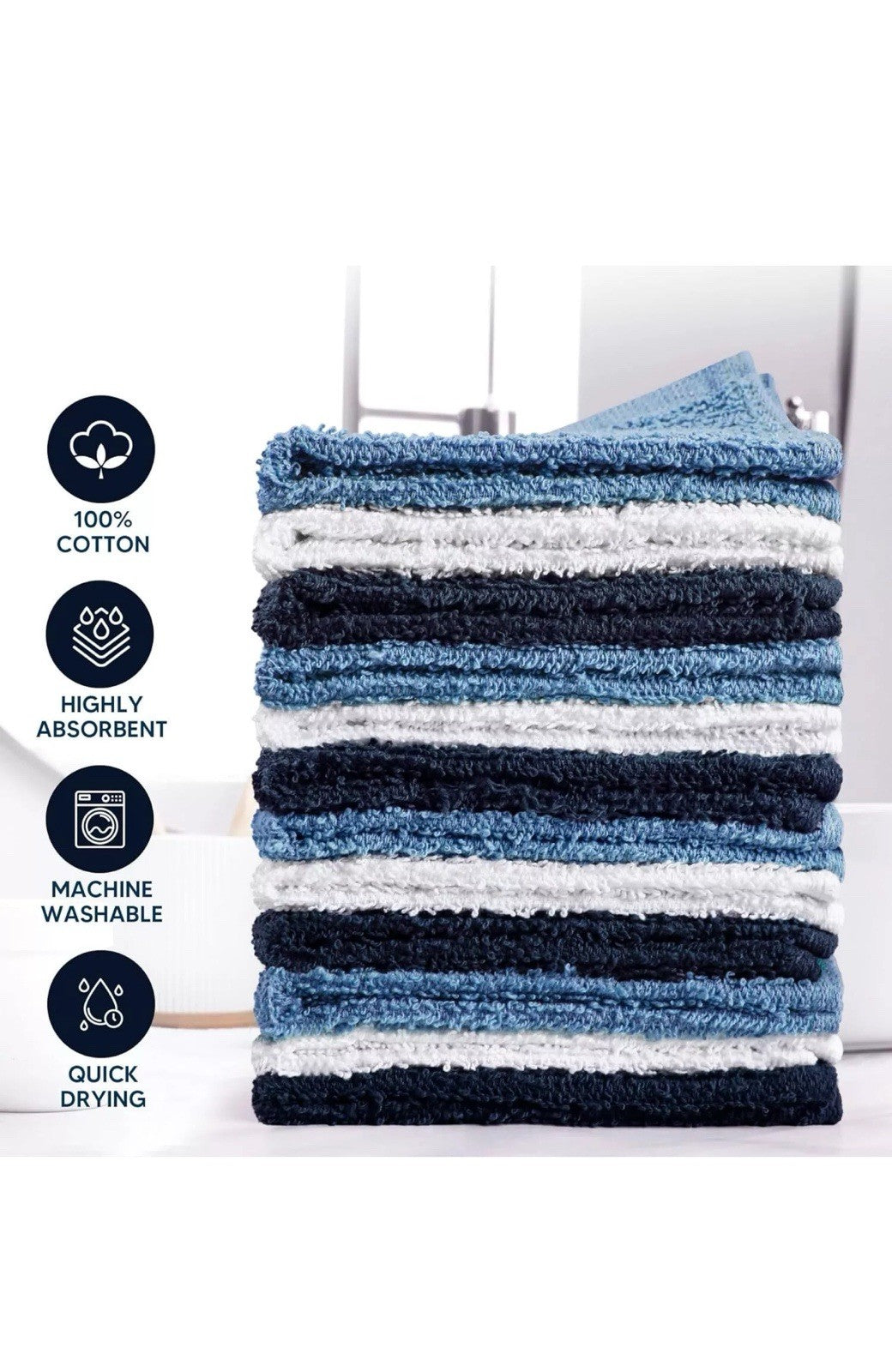 12X Flannels Face Cloths Super Soft 100% Cotton Towels Hand Washcloths 30x30cm