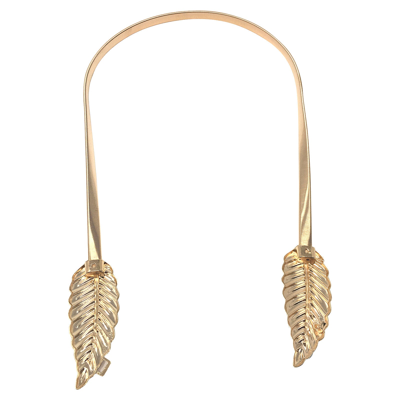 Women Metal Leaves Elastic Stretchy Belt Chain Skinny Adjustable  sale