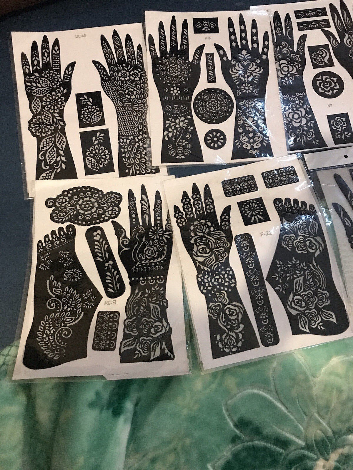 5 Sheets Of Hand/Body/Feet Henna/Mehndi Stencils Stick On Tattoo Stencil