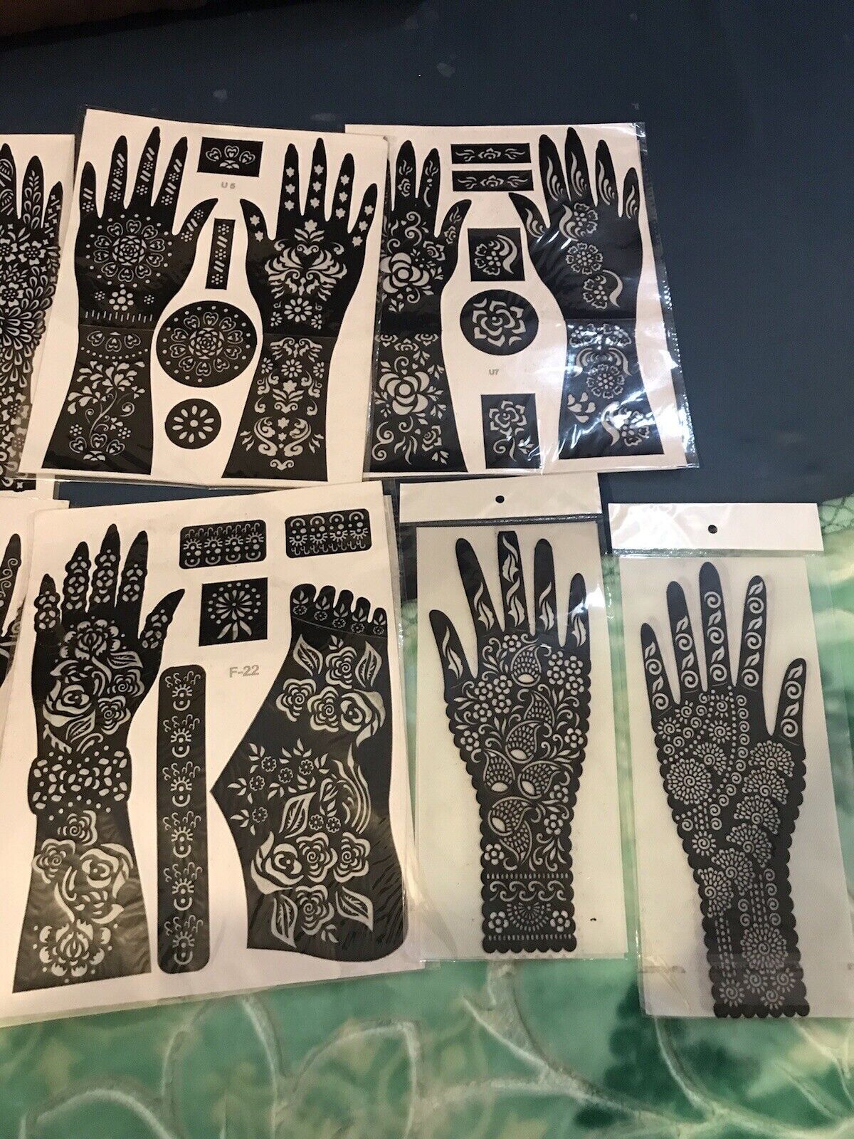 5 Sheets Of Hand/Body/Feet Henna/Mehndi Stencils Stick On Tattoo Stencil